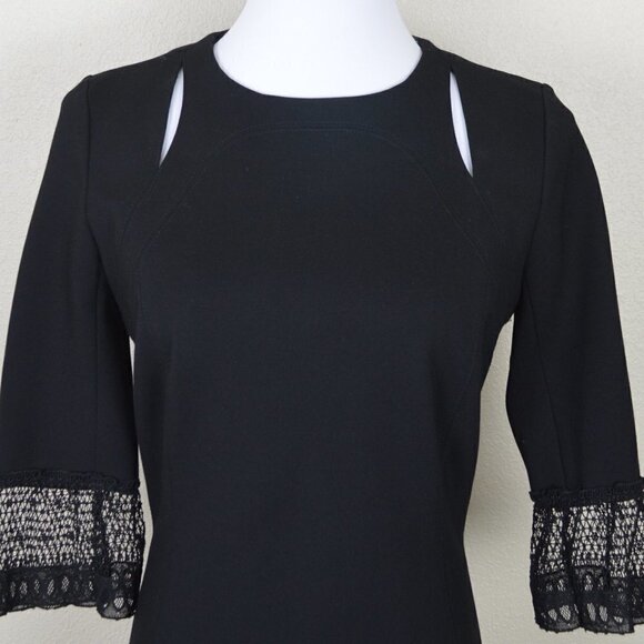 Carlisle New York Lace Bell Sleeve Ponte Sheath Dress - Picture 2 of 8